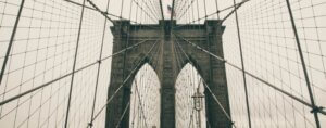 Brooklyn Bridge with American Flag